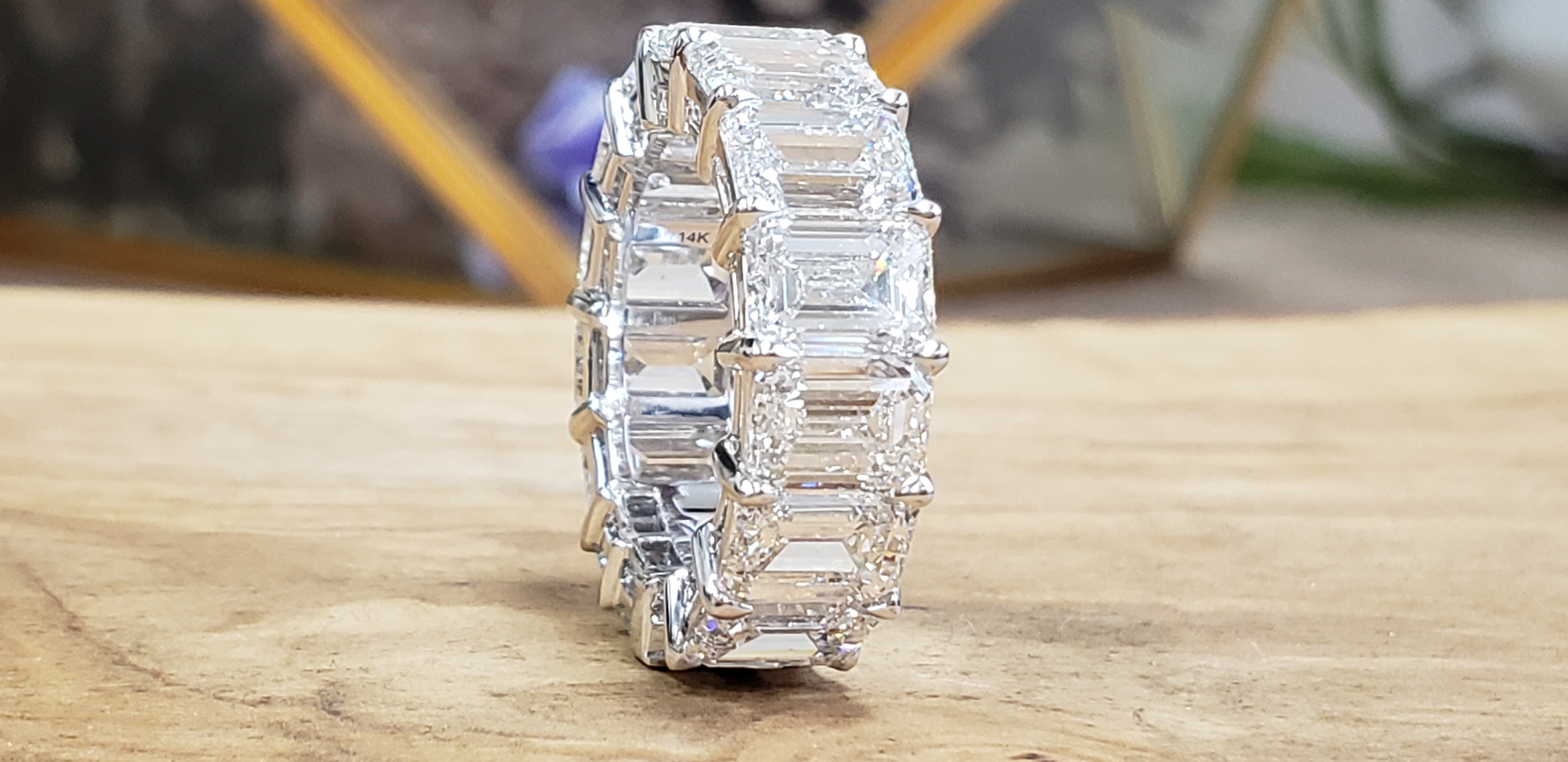 Exclusive One-Of-A-Kind WMD Trademarked Design Emerald Cut Eternity with Cross Design